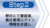 Step2 弊社にて審査後、貴社専用ログイン情報をお渡し